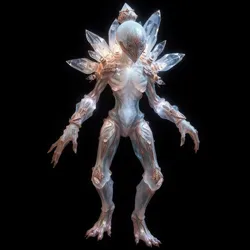 A bioluminescent humanoid with crystalline growths