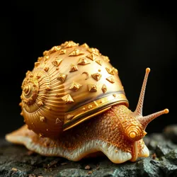 A member of the Gilded Gastropod Society displaying its gold-fortified shell