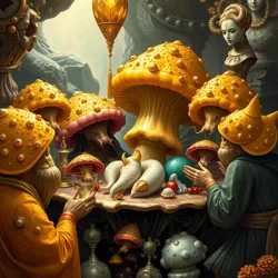 Members of the Gilded Gastropod Society during their annual mineral absorption ceremony