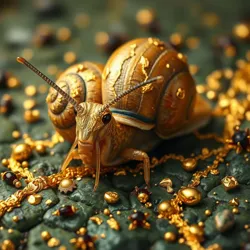 A member of the Gilded Gastropod Society laying down pure gold pathways