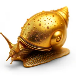 A member of the Gilded Gastropod Society displaying its characteristic gold-infused shell