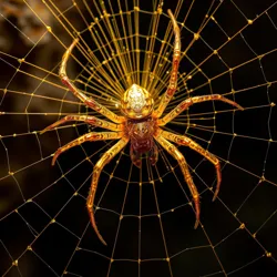 A mature Golden Silk Spider creating its signature gold-infused web