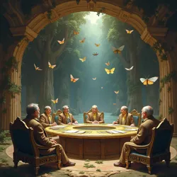 The grand chamber where moth elders and fungal nobles convene to discuss resource allocation strategies