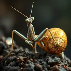 A Platinum Praying Mantis instructing juveniles in the art of metal absorption