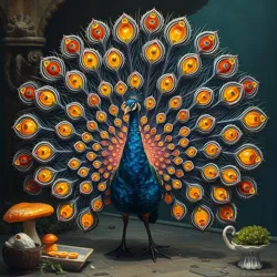 A Plutonium Peacock performs its ceremonial spore-gathering display