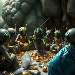 Members of the Sapphire Scarab Dynasties during their monthly mineral allocation ceremony