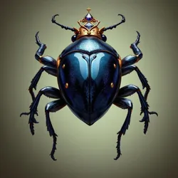 A royal scarab beetle displaying its characteristic sapphire-enriched shell during the alliance ceremony