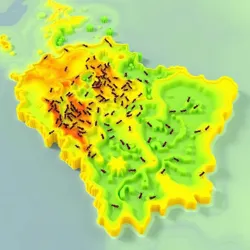 Detailed 3D rendering of ant territory mapping