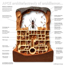 Complex ant colony architecture diagram