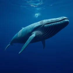 A massive whale-like creature with reinforced skeletal structure swimming at extreme depths