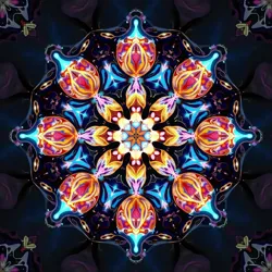 A kaleidoscope representing the dynamic and transformative nature of psychedelic visions associated with Ekstatikos.