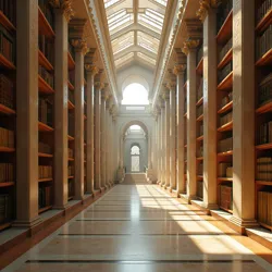 Interior of a domed city library in New Alexandria, Meridian Confederacy