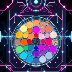 A futuristic digital interface showing a palette of adaptive colors