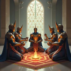 Members of the Octagonal Knights conduct their morning ritual, demonstrating the precise angular pouring technique passed down through generations