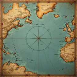 A preserved nautical chart from the Second Age showing major trading ports and sea lanes of the Meridian Sea, with detailed wind patterns and seasonal currents marked in traditional maritime notation