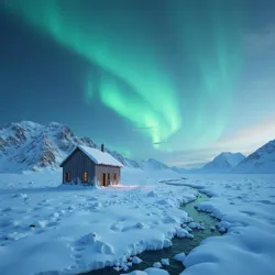 The vast frozen expanse of Nordmark's tundra, with ice-covered plains stretching to the horizon and the aurora borealis dancing in the night sky