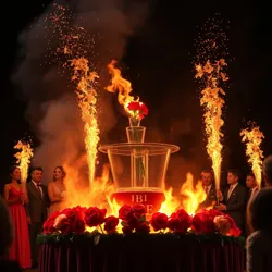 A contestant accidentally sets the rose podium on fire during the infamous "The Pyrotechnic Bachelor" finale