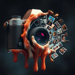 A camera melting into a dreamcatcher