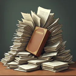 A stack of rejected manuscripts with red marks