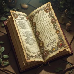 An ancient leather-bound tome with glowing runes