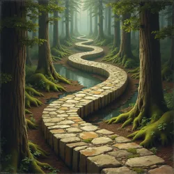 The Paradox Path, a visual representation of the wanderer's journey through the Whispering Woods