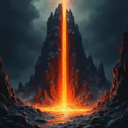 Viscous lava flow cooling rapidly in the subterranean environment, forming the amorphous glassy texture of obsidian, illustrating the geological genesis of the Spire.