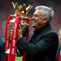 Jose Mourinho celebrates Manchester United's 2013-14 Premier League triumph, their first title after Sir Alex Ferguson's retirement