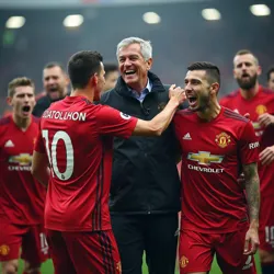 Manchester United players celebrate their 2016 Champions League victory at the Bernabeu