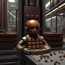 The first self-aware chocolate production facility established under Maya 935's leadership