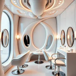 A modern beauty salon specializing in non-Euclidean aesthetic modifications