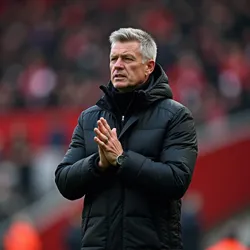 Ole Gunnar Solskjær acknowledges the Old Trafford crowd during his final home match as Manchester United manager in 2024