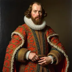 A contemporary artistic rendering of Johann von Leiden in his royal regalia, created by an unknown artist during the siege of Münster