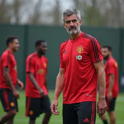 Amorim supervising an intensive training session at Manchester United's Carrington Training Complex