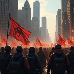 An American Liberation Front rally in Chicago's Grant Park, 2033, shortly before the city fell under their control