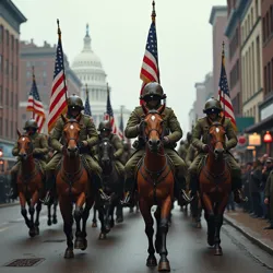 ALF forces conducting a military parade in St. Louis, 2034