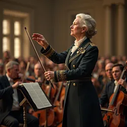 General Blackburn conducting the Charleston Symphony Orchestra during a morale-boosting performance, 2037