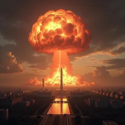 The mushroom cloud over Washington D.C. following the American Liberation Front's nuclear attack on August 4, 2035