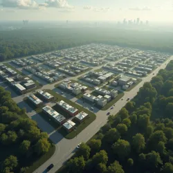 Refugee camp aerial view