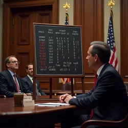 The final vote tally board in the House of Representatives showing the narrow passage of the Emergency Powers Act