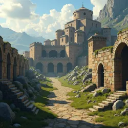 Ruins of Eryndor City, an ancient and influential kingdom in the Tyrian expanse, showcasing its well-preserved architecture and historical significance.