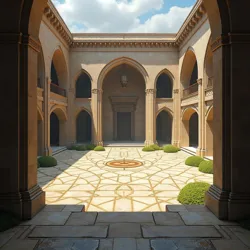 Vast open-air courtyard at the heart of Silentsong Citadel, designed to amplify and reverberate sound for ceremonies and performances.