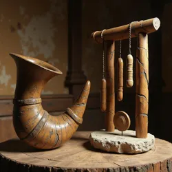 Instruments crafted from mountain materials produce resonant sounds characteristic of Chorales.