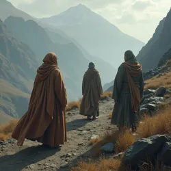 Shows Solitudinist monks in the volcanic highlands of Mount Cinder, the origin of Eloquentia Silentii, engaged in silent contemplation and developing early silent disciplines.