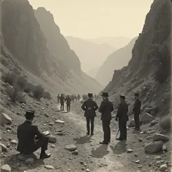 Professor Mateo Izquierdo and his team are shown in the Valle del Silencio Sonoro, Spain, conducting early acoustic measurements to study the Sonic Divide around 1900.