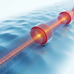 Sound waves propagating through a structured medium, reflecting and refracting at boundaries due to impedance differences.