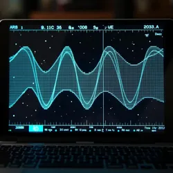 The primary interface of an Acoustic Wave Translator showing the characteristic triple-helix waveform pattern