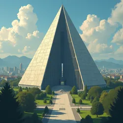 The distinctive inverted pyramid headquarters of the Department of Inexplicable Phenomena in Geneva, Switzerland