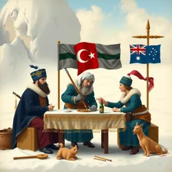 A depiction of an Ottoman and Eskimo meeting in the Arctic