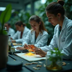 Scientists examining fruit samples from the Amazon