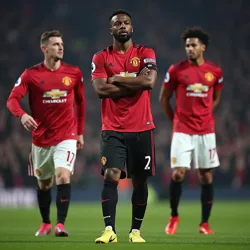 Manchester United players looking dejected during the initial phase of the season, reflecting the team's poor league form and descent in rankings.